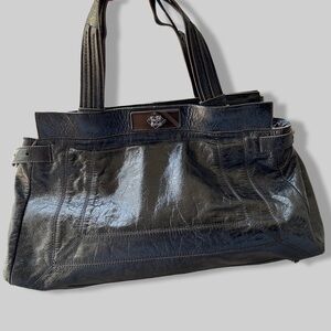 BCBGMAXAZRIA Black Patent Leather  Hand Bag